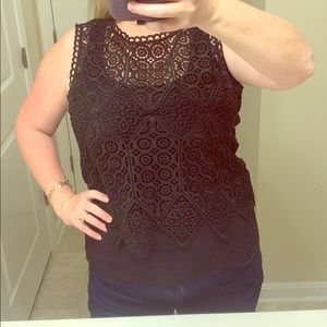 Anthropologie Black Lace Top